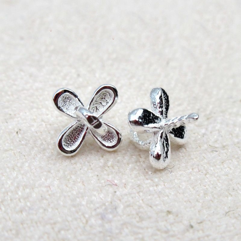 Sterling Silver Flower Cup and Peg Drop with Loop 6 mm Beads Findings for Handmade Pure Fine Jewelry Making Wholesale Bulk