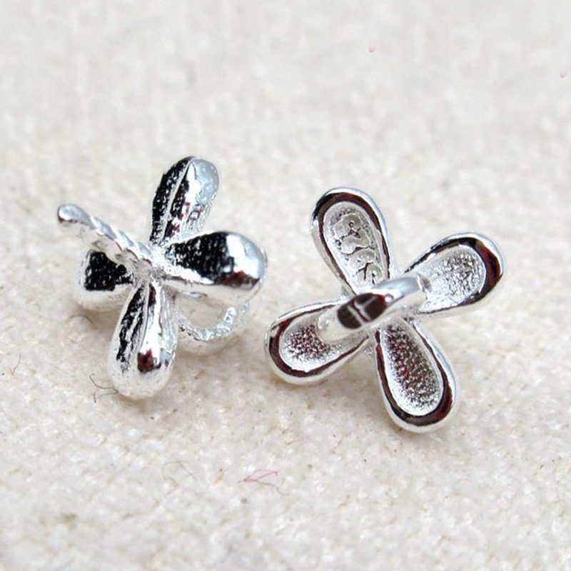 Sterling Silver Flower Cup and Peg Drop with Loop 6 mm Beads Findings for Handmade Pure Fine Jewelry Making Wholesale Bulk