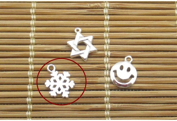 Sterling Silver Snowflake Charm Pendant 6mm Charms Findings for Handmade Pure Fine Jewelry Making Wholesale Bulk