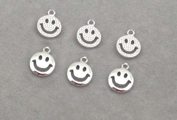 Sterling Silver Smile Charm Pendant 6mm Charms Findings for Handmade Pure Fine Jewelry Making Wholesale Bulk