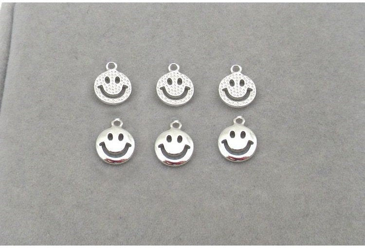 Sterling Silver Smile Charm Pendant 6mm Charms Findings for Handmade Pure Fine Jewelry Making Wholesale Bulk