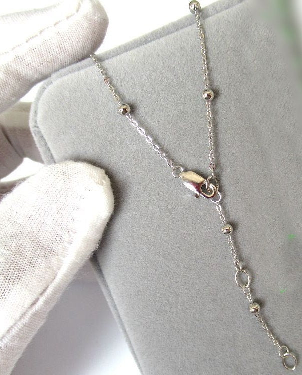 Dainty Beaded Satellite Chain Necklace 50 cm 925 Sterling Silver Findings for Handmade Pure Fine Jewelry Making Wholesale Bulk