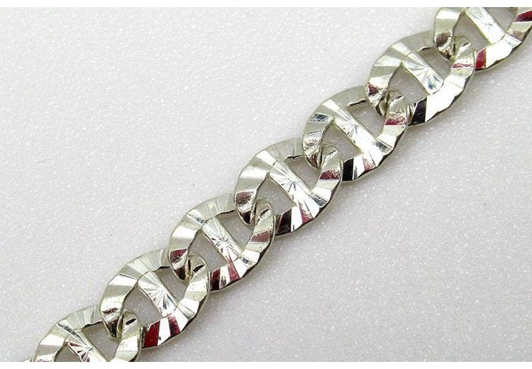 Flat Mariner Link Chain 3 mm Sterling Silver by 10 cm Findings for Handmade Pure Fine Jewelry Making Wholesale Bulk