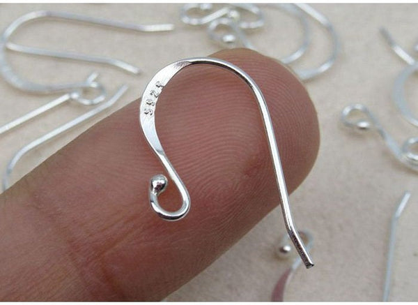 Sterling Silver Fish Hook Earring Wires 11x19mm Earring Findings for Handmade Pure Fine Jewelry Making Wholesale Bulk