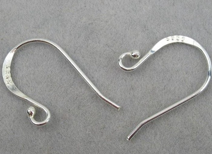 Sterling Silver Fish Hook Earring Wires 11x19mm Earring Findings for Handmade Pure Fine Jewelry Making Wholesale Bulk