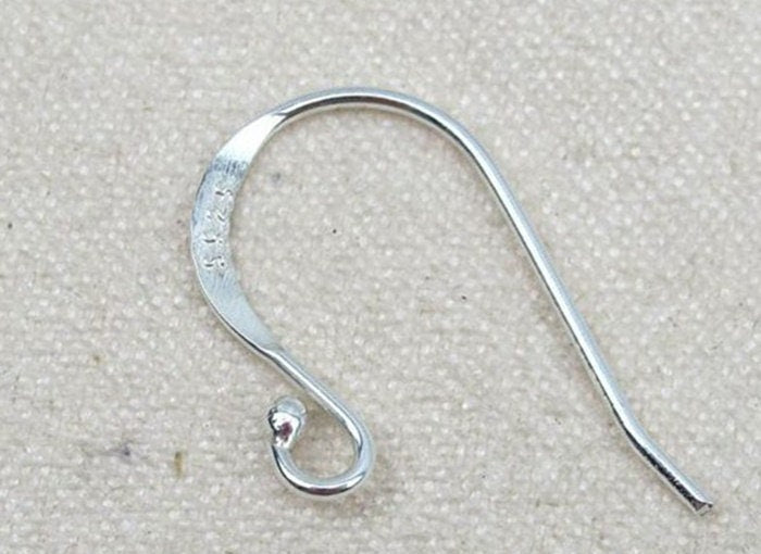 Sterling Silver Fish Hook Earring Wires 11x19mm Earring Findings for Handmade Pure Fine Jewelry Making Wholesale Bulk