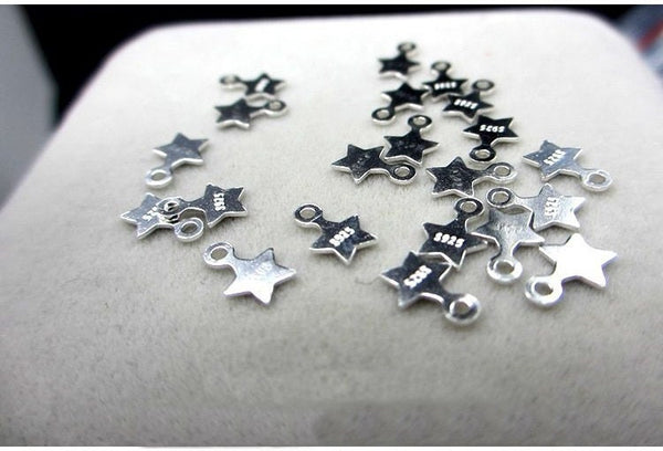 Sterling Silver 5 Points Star Stamping Blank Tag Charm Pendant 4 6 mm Charms Findings for Handmade Pure Fine Jewelry Making Wholesale Bulk