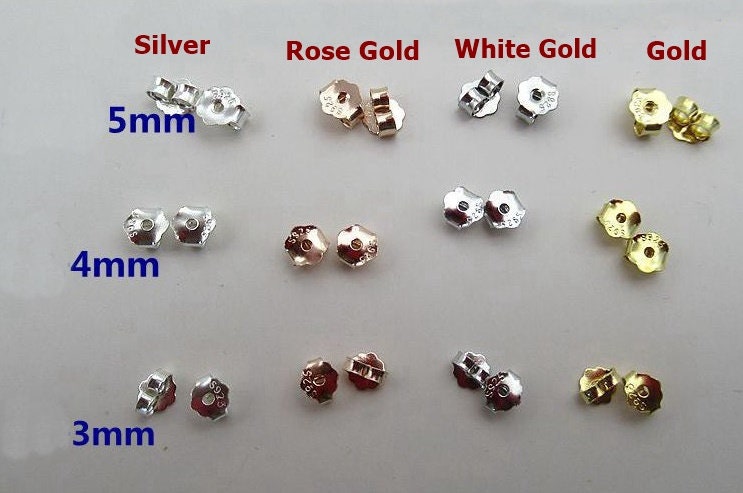 Sterling Silver Earnut Stopper 3; 4; 5mm Earring Findings for Handmade Pure Fine Jewelry Making Wholesale Bulk