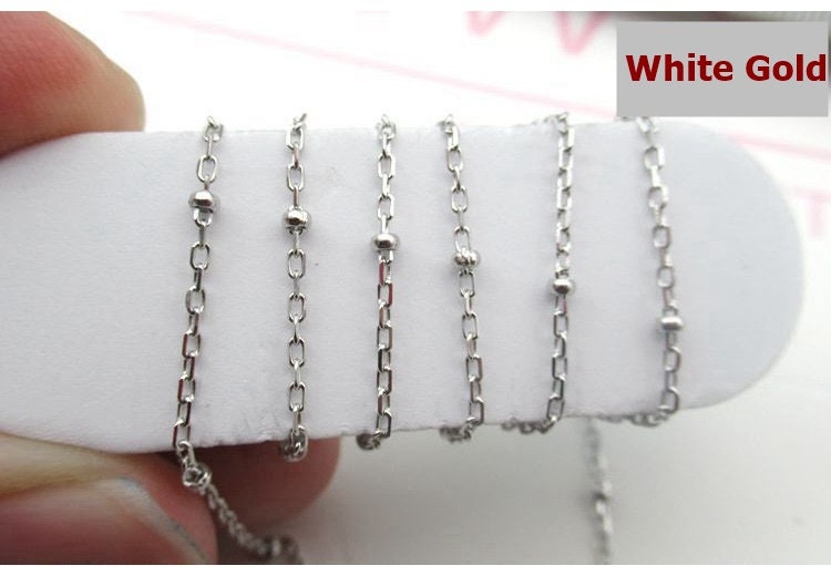 Sterling Silver Cable Satellite Chain 0.6 mm 100mm 4" by 10cm Chain Findings for Handmade Pure Fine Jewelry Making Wholesale Bulk