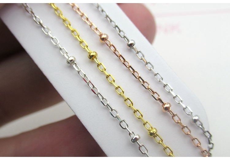 Sterling Silver Cable Satellite Chain 0.6 mm 100mm 4" by 10cm Chain Findings for Handmade Pure Fine Jewelry Making Wholesale Bulk