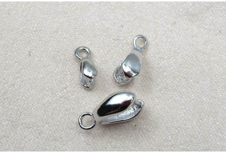 Sterling Silver Pinch Bail 3; 4; 5mm Pendant Findings for Handmade Pure Fine Jewelry Making Wholesale Bulk