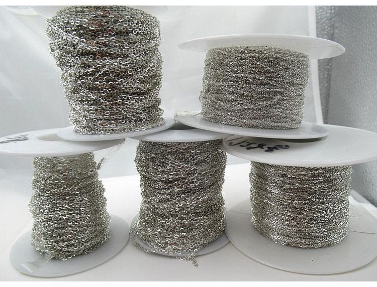 Sterling Silver Cable Chain 1; 1.1; 1.2; 1.45; 1.6mm by 10 cm Chain Findings for Handmade Pure Fine Jewelry Making Wholesale Bulk