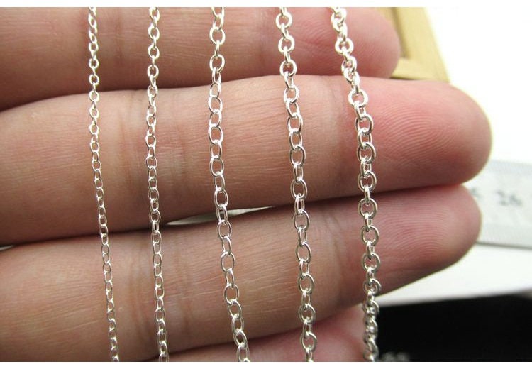 Sterling Silver O-Link Cross Chain 1.1; 1.45; 2.15; 2.3; 2.5mm by 10 cm Chain Findings for Handmade Pure Fine Jewelry Making Wholesale Bulk