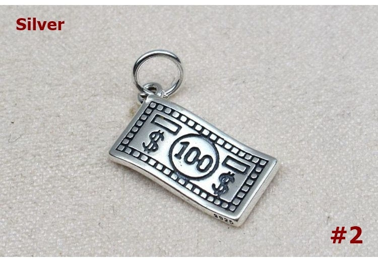 Sterling Silver Pony Dollar Banknote Pendant 12.5x13; 15x8mm Pendant Findings for Handmade Pure Fine Jewelry Making Wholesale Bulk