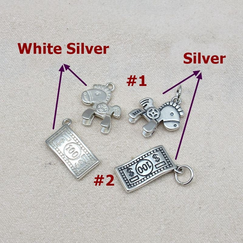 Sterling Silver Pony Dollar Banknote Pendant 12.5x13; 15x8mm Pendant Findings for Handmade Pure Fine Jewelry Making Wholesale Bulk