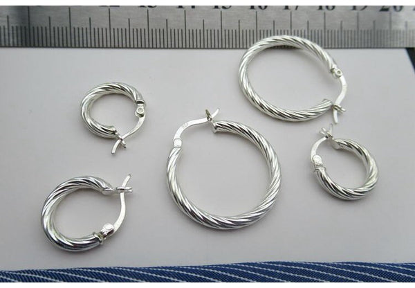 Sterling Silver Hoop Earrings 15 25mm Earring Findings for Handmade Pure Fine Jewelry Making Wholesale Bulk