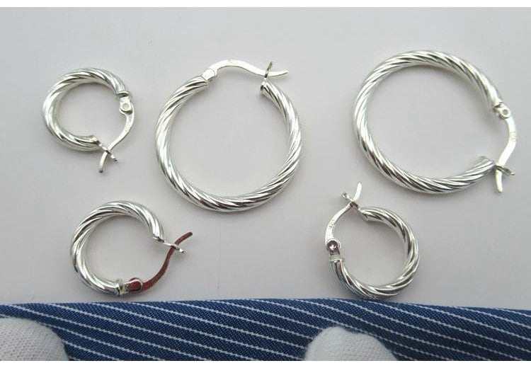 Sterling Silver Hoop Earrings 15 25mm Earring Findings for Handmade Pure Fine Jewelry Making Wholesale Bulk