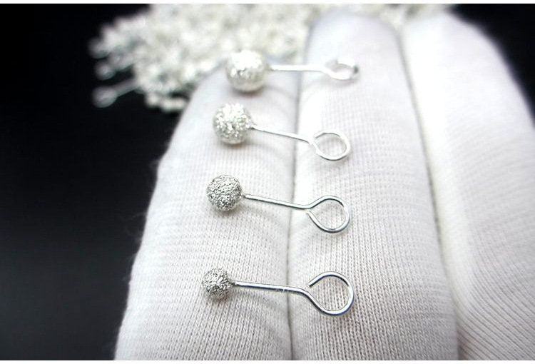 Sterling Silver Ball Earring Stud Posts with Open Loop 3 4 5 6 mm Earring Findings for Handmade Pure Fine Jewelry Making Wholesale Bulk