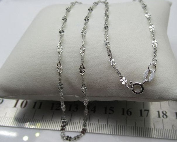 Sterling Silver Clover Shape Cable Chain Necklace 16 Inches 40 cm Chain Findings for Handmade Pure Fine Jewelry Making Wholesale Bulk