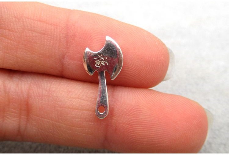 Sterling Silver Axe Charm Pendant 7.7x15.2mm Charms Findings for Handmade Pure Fine Jewelry Making Wholesale Bulk