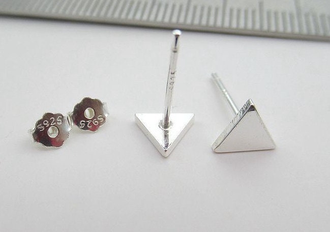 Sterling Silver Triangle Head Earrings Sticks Studs Findings 5.8x6.6mm Earring Findings for Handmade Pure Fine Jewelry Making Wholesale Bulk