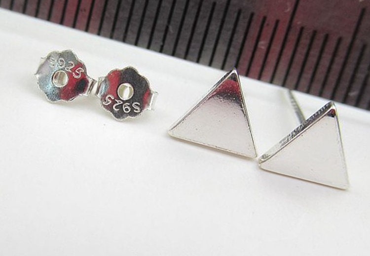 Sterling Silver Triangle Head Earrings Sticks Studs Findings 5.8x6.6mm Earring Findings for Handmade Pure Fine Jewelry Making Wholesale Bulk