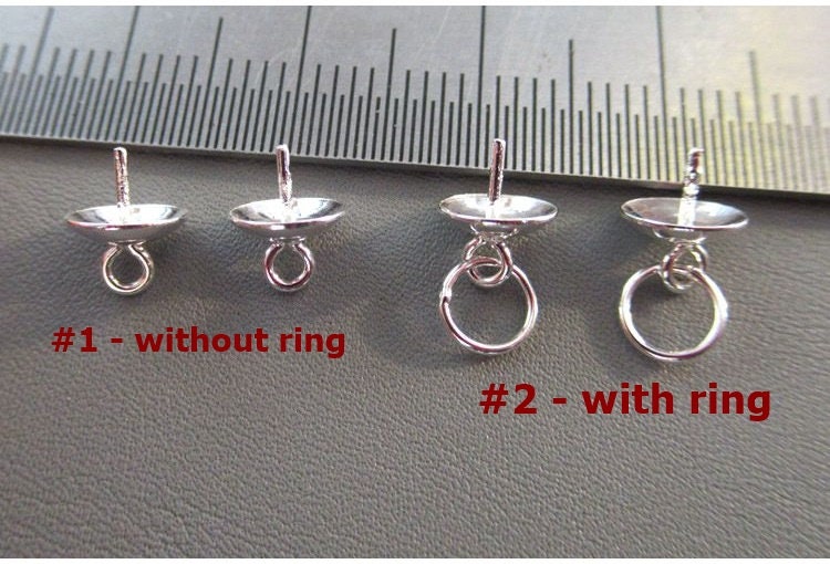 Cup and Peg Drop with Jump Ring 6mm 925 Sterling Silver Beads Findings for Handmade Pure Fine Jewelry Making Wholesale Bulk