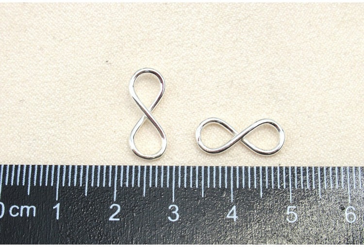 Infinity Sign Charm 925 Sterling Silver 5/8" 2.9x16mm Pendant Connector Figure 8 Number Eight Symbol Love Knot Findings for Jewelry Making