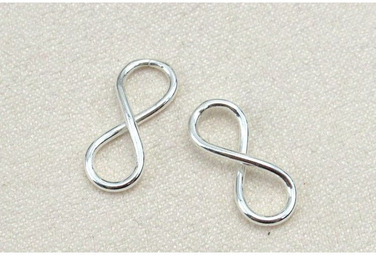 Infinity Sign Charm 925 Sterling Silver 5/8" 2.9x16mm Pendant Connector Figure 8 Number Eight Symbol Love Knot Findings for Jewelry Making