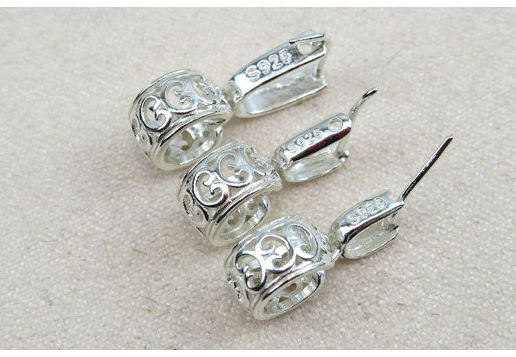 Sterling Silver Pinch Bail 3x3; 3.7x3.7; 5x6mm Pendant Findings for Handmade Pure Fine Jewelry Making Wholesale Bulk