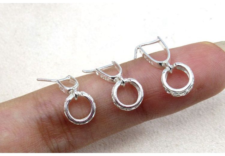 Sterling Silver Pinch Bail 3x3; 3.7x3.7; 5x6mm Pendant Findings for Handmade Pure Fine Jewelry Making Wholesale Bulk