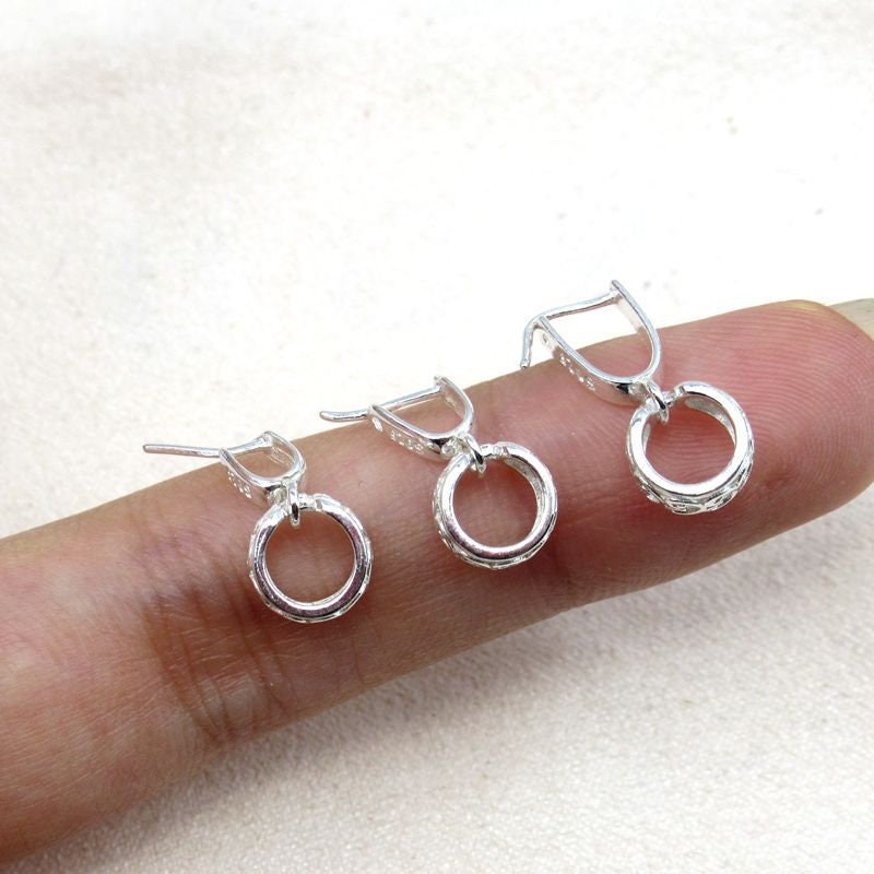 Sterling Silver Pinch Bail 3x3; 3.7x3.7; 5x6mm Pendant Findings for Handmade Pure Fine Jewelry Making Wholesale Bulk