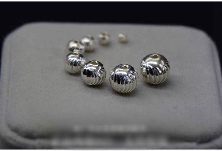 Sterling Silver Round Spacer Beads  3 4 5 6 7 8 9 10 mm Beads Findings for Handmade Pure Fine Jewelry Making Wholesale Bulk