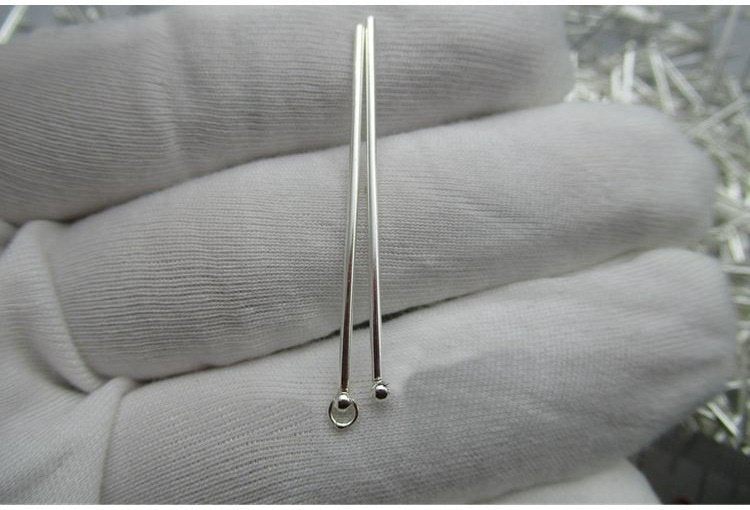 Sterling Silver Earring Wire with Ball 4.2 cm Earring Findings for Handmade Pure Fine Jewelry Making Wholesale Bulk