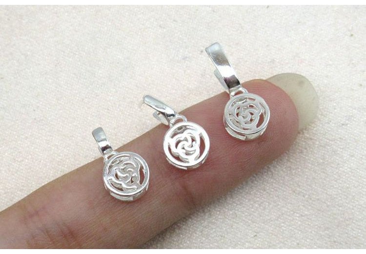 Sterling Silver Pinch Bail 3x3; 3.7x3.7; 5x6mm Pendant Findings for Handmade Pure Fine Jewelry Making Wholesale Bulk