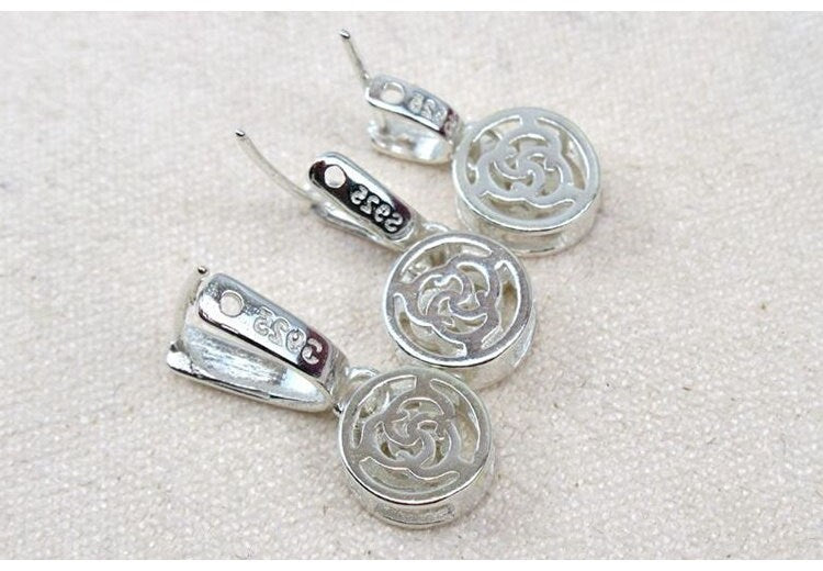 Sterling Silver Pinch Bail 3x3; 3.7x3.7; 5x6mm Pendant Findings for Handmade Pure Fine Jewelry Making Wholesale Bulk