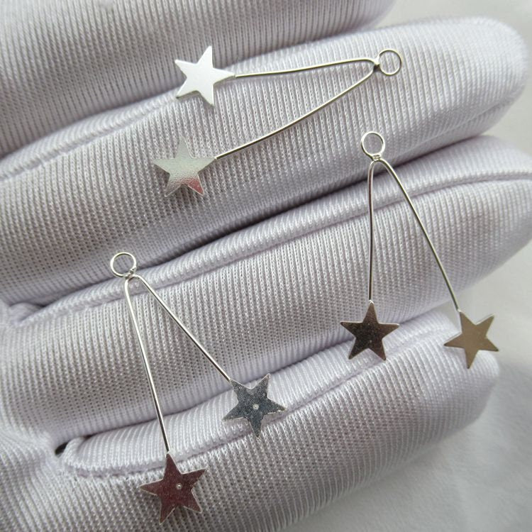 Star Earring Charm Pendant 30mm 925 Sterling Silver DIY Findings for Handmade Jewelry Making Wholesale Bulk