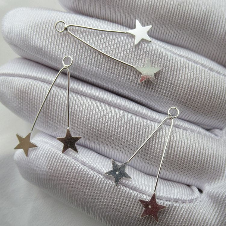 Star Earring Charm Pendant 30mm 925 Sterling Silver DIY Findings for Handmade Jewelry Making Wholesale Bulk