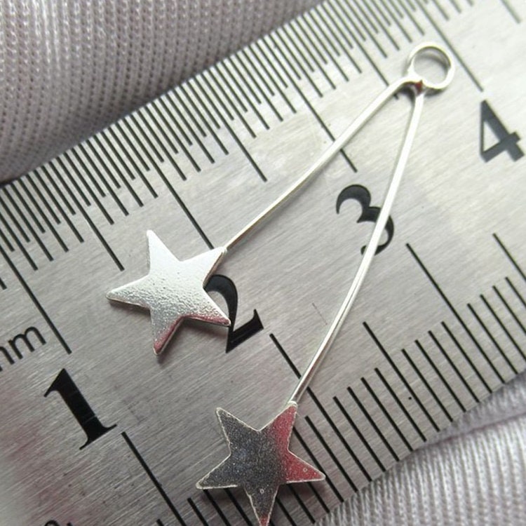 Star Earring Charm Pendant 30mm 925 Sterling Silver DIY Findings for Handmade Jewelry Making Wholesale Bulk