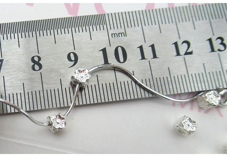 Sterling Silver Cube Spacer Beads 4mm Bracelet Findings for Handmade Pure Fine Jewelry Making Wholesale Bulk