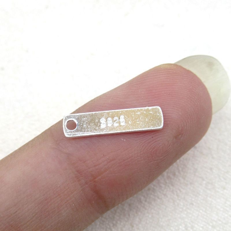 Rectangle Stamping Blank Tag Charm Pendant 14mm 925 Sterling Silver Findings for Handmade DIY Jewelry Making Wholesale Bulk