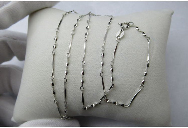 Twisted Bar Chain Necklace Spring Ring Buckle 45cm Sterling Silver Findings for Handmade Pure Fine Jewelry Making Wholesale Bulk