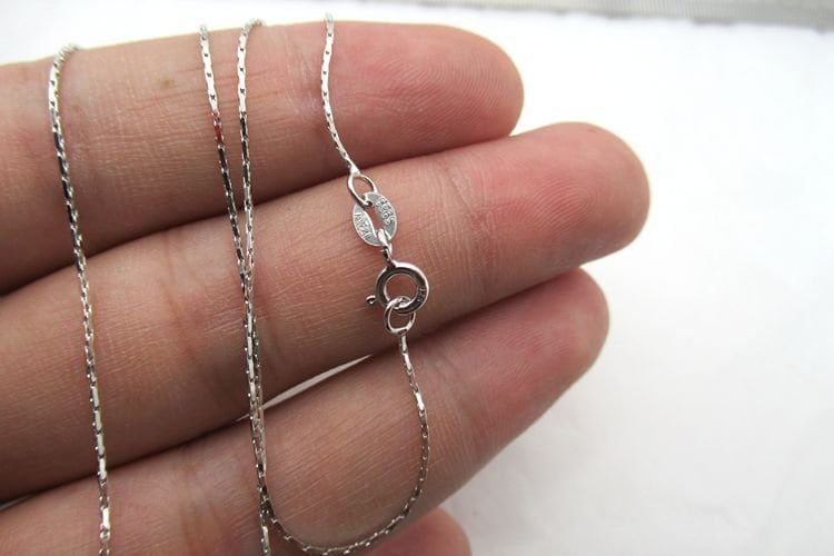 Sterling Silver Snake Chain Necklace with Spring Ring Buckle 40 45 cm Chain Findings for Handmade Pure Fine Jewelry Making Wholesale Bulk