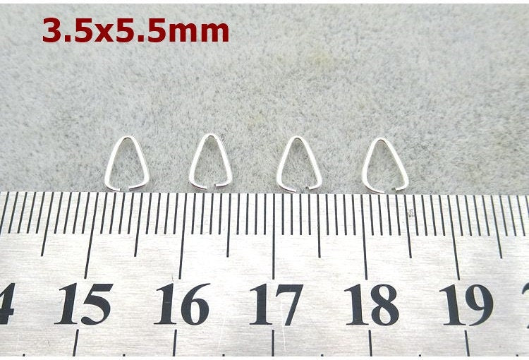 Sterling Silver Triangle Jump Rings 3.5x5.5mm Pendant Findings for Handmade Pure Fine Jewelry Making Wholesale Bulk