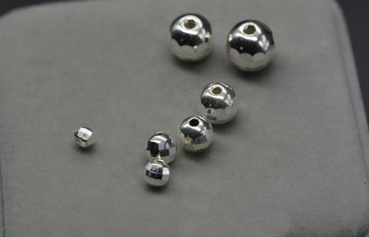 Sterling Silver Round Spacer Beads 3 4 5 6 7 8 9 10 mm Beads Findings for Handmade Pure Fine Jewelry Making Wholesale Bulk