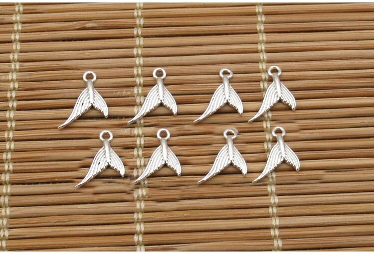 Sterling Silver Fishtail Charm Pendant 7.5mm Charms Findings for Handmade Pure Fine Jewelry Making Wholesale Bulk