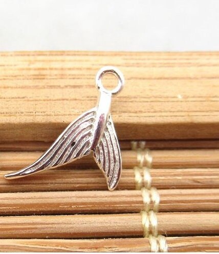 Sterling Silver Fishtail Charm Pendant 7.5mm Charms Findings for Handmade Pure Fine Jewelry Making Wholesale Bulk