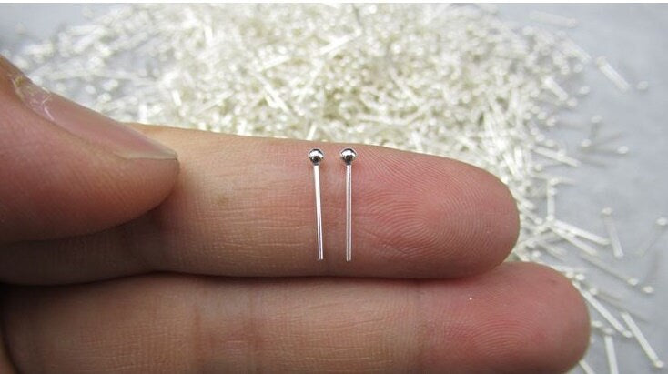 Sterling Silver Earrings Sticks Posts Ball Studs for Soldering 13mm Earring Findings for Handmade Pure Fine Jewelry Making Wholesale Bulk