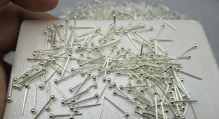 Sterling Silver Earrings Sticks Posts Ball Studs for Soldering 13mm Earring Findings for Handmade Pure Fine Jewelry Making Wholesale Bulk