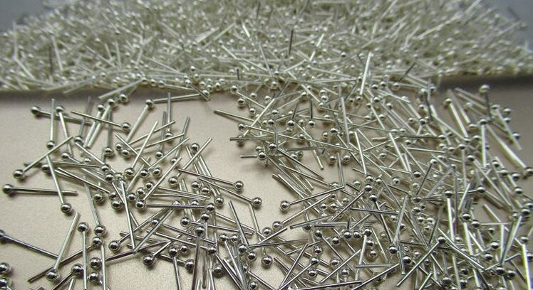 Sterling Silver Earrings Sticks Posts Ball Studs for Soldering 13mm Earring Findings for Handmade Pure Fine Jewelry Making Wholesale Bulk